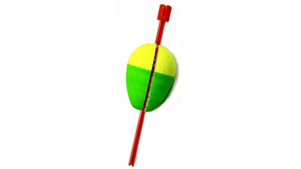 Mr. Crappie Twist On Twist Off Unweighted Pear Float, 1 1/2in Yellow/Green, 2Pc Zip, M150P-111YG