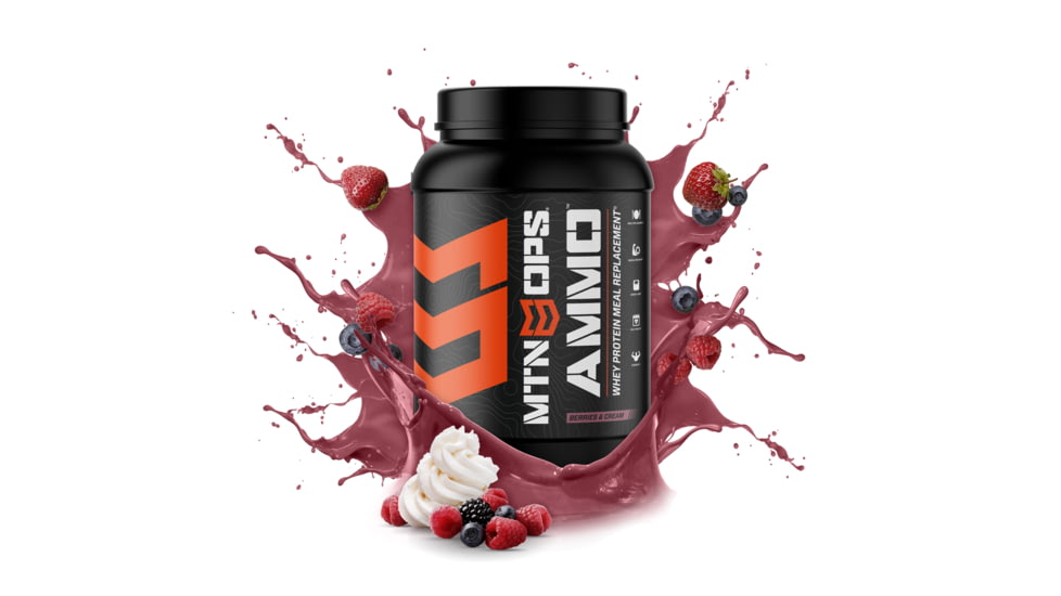 MTN OPS Ammo Protein Meal Replacement Powder, 28 Servings, Berries/Cream, 1014-BC