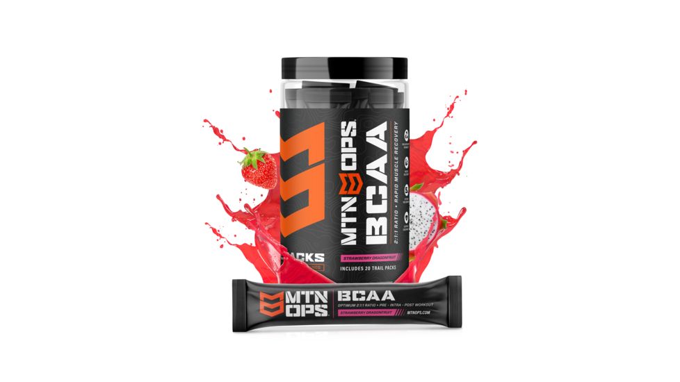 MTN OPS BCAA Trail Packs Rapid Muscle Recovery, 20 Serving Stick Packs, Strawberry Dragonfruit, 2119420320