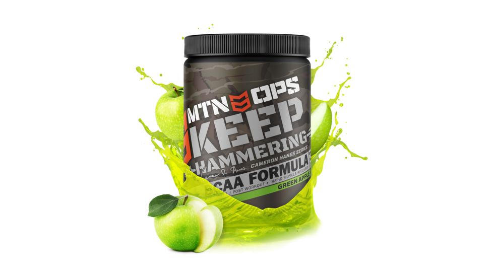 MTN OPS Cameron Hanes Keep Hammering BCAA 2-1-1 Supplement, 30 Servings, Green Apple, 1042-SA