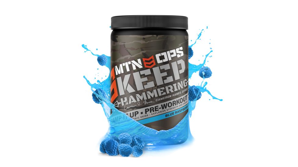 MTN OPS Cameron Hanes Keep Hammering Pre-Workout Supplement, 30 Servings, Blue Raspberry, 1115630120