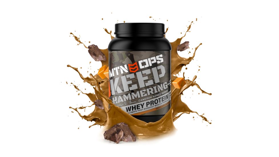 MTN OPS Cameron Hanes Keep Hammering Whey Protein, 30 Servings, Chocolate Carmel, 1043-CC