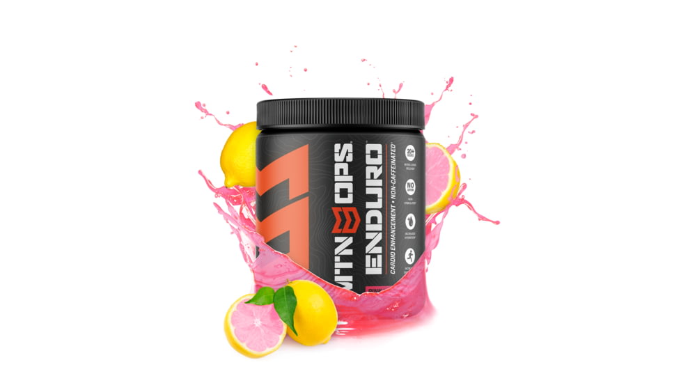 MTN OPS Enduro Cardio Enhancement Non-Caffeinated Energy Drink, 30-Serving Bottle, Pink Lemonade, 1029-PL
