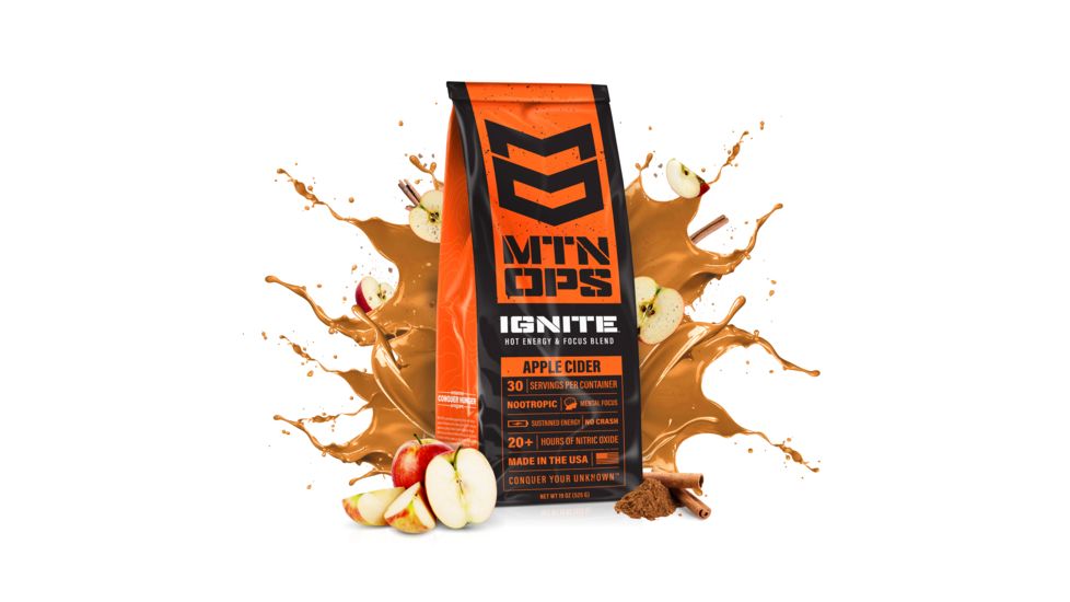 MTN OPS Hot Ignite Supercharged Energy Drink, 30 Servings, Apple Cider, 1040-AC