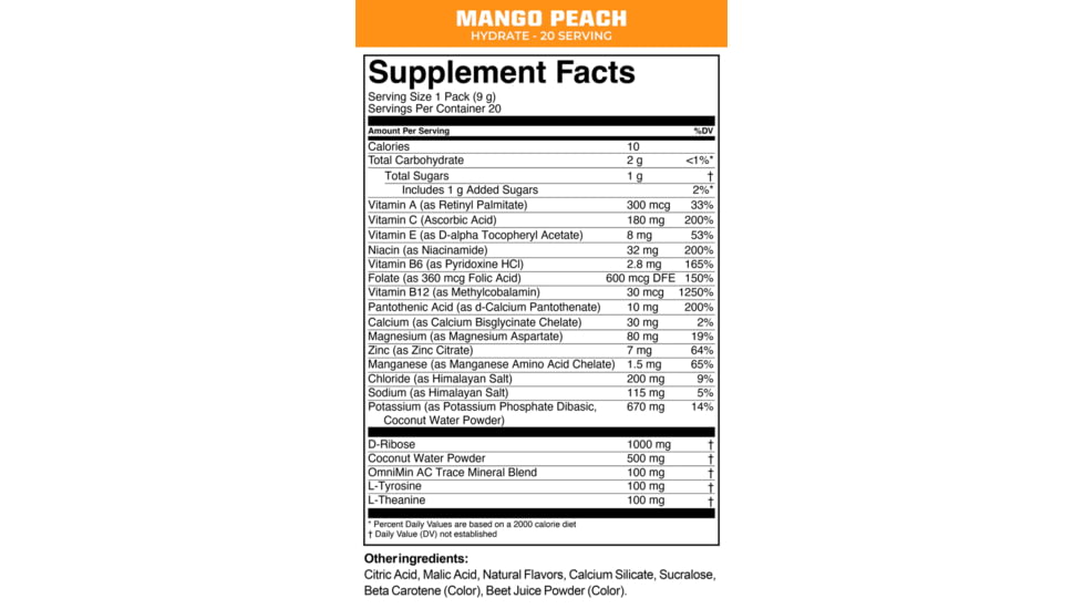 MTN OPS Hydrate Mango Peach Drink Mix, 1.000MG, 1134320320
