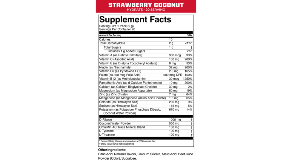 MTN OPS Hydrate Strawberry Coconut Drink Mix, 1.000MG, 1134540320