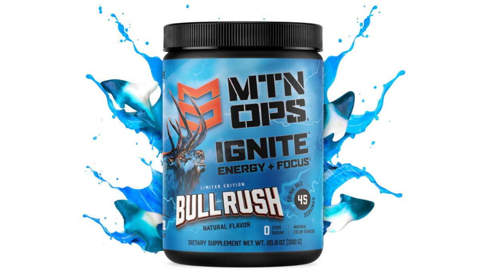 MTN OPS Ignite Seasonal Flavor Drink, Bull Rush, 45 Serving Tub w Scoop, 1104650145