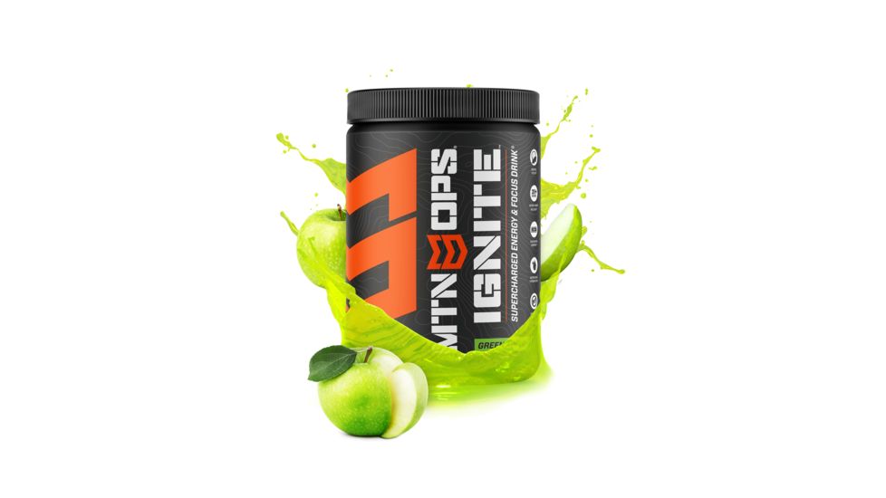 MTN OPS Ignite Supercharged Energy Drink, 45 Serving Tub, Green Apple, 1040-SA