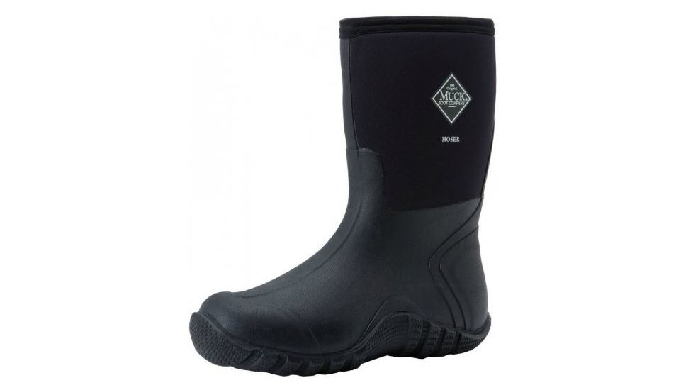 Muck Boots Hoser Mid Rubber Boot - Mens-Black-Medium-7, Black, 7 muk0013-Black-Medium-7