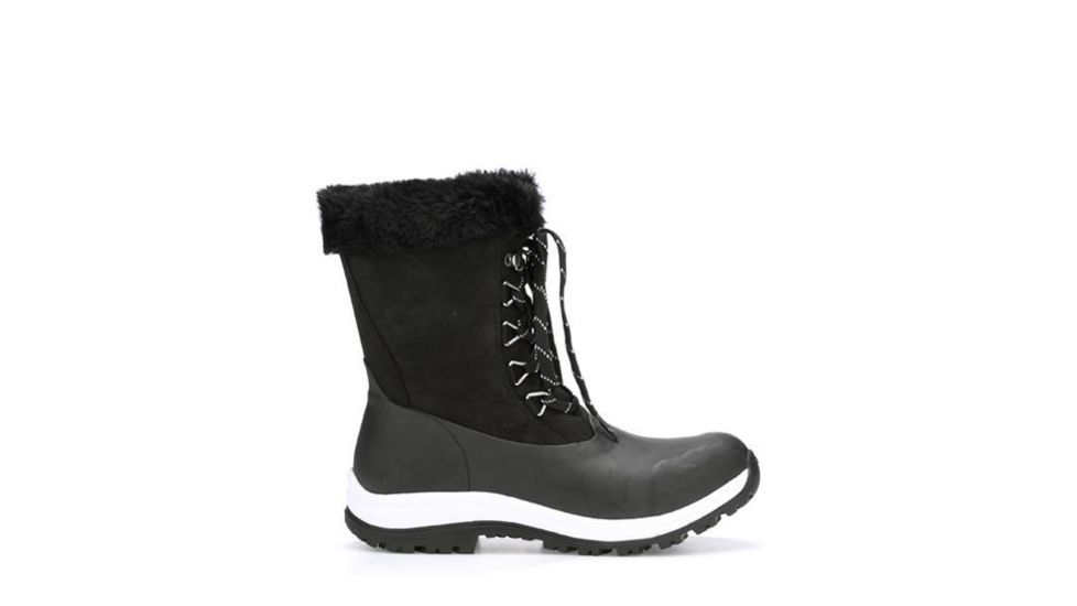 Muck Boots Women's Apres Lace Arctic Grip Boots, Black/White, 5 WALV-000-BLK-050