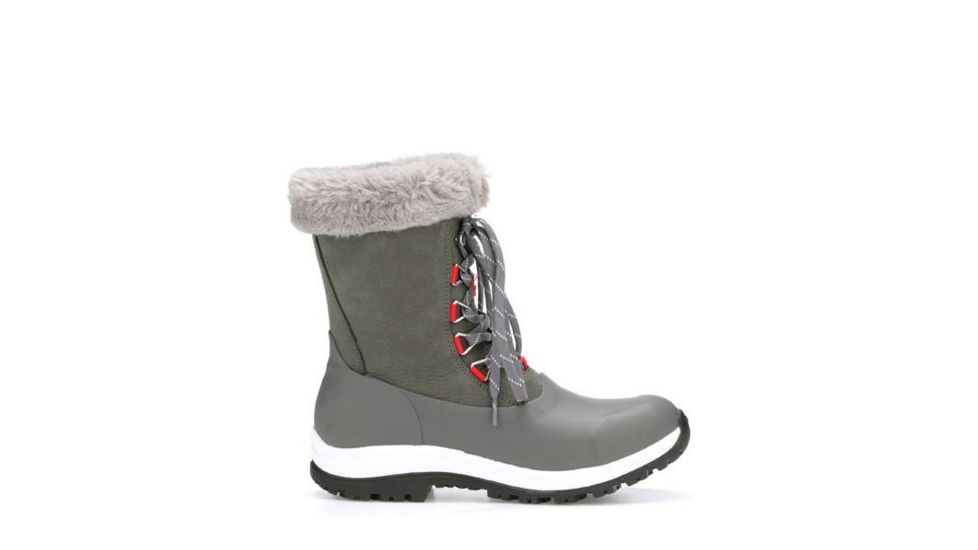 Muck Boots Women's Apres Lace Arctic Grip Boots, Gray/Red, 8 WALV-100-GRY-080
