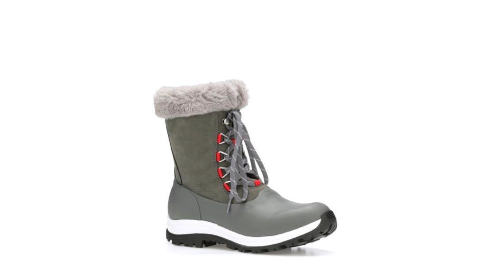 Muck Boots Women's Apres Lace Arctic Grip Boots, Gray/Red, 8 WALV-100-GRY-080