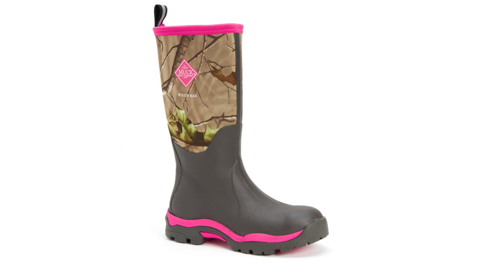 Muck Boots Woody PK - Womens, Bark/Real Tree APG/Hot Pink, 11, WWPK-RAPG-RT-110