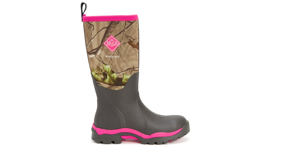 Muck Boots Woody PK - Womens, Bark/Real Tree APG/Hot Pink, 11, WWPK-RAPG-RT-110