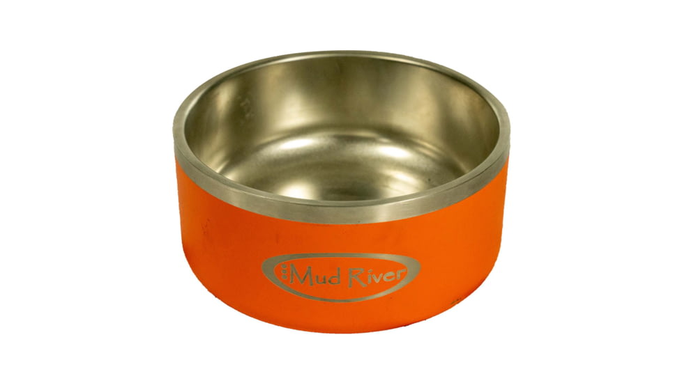Mud River Stainless Steel Dog Food Bowl, Orange, 64 oz, MRDB64O