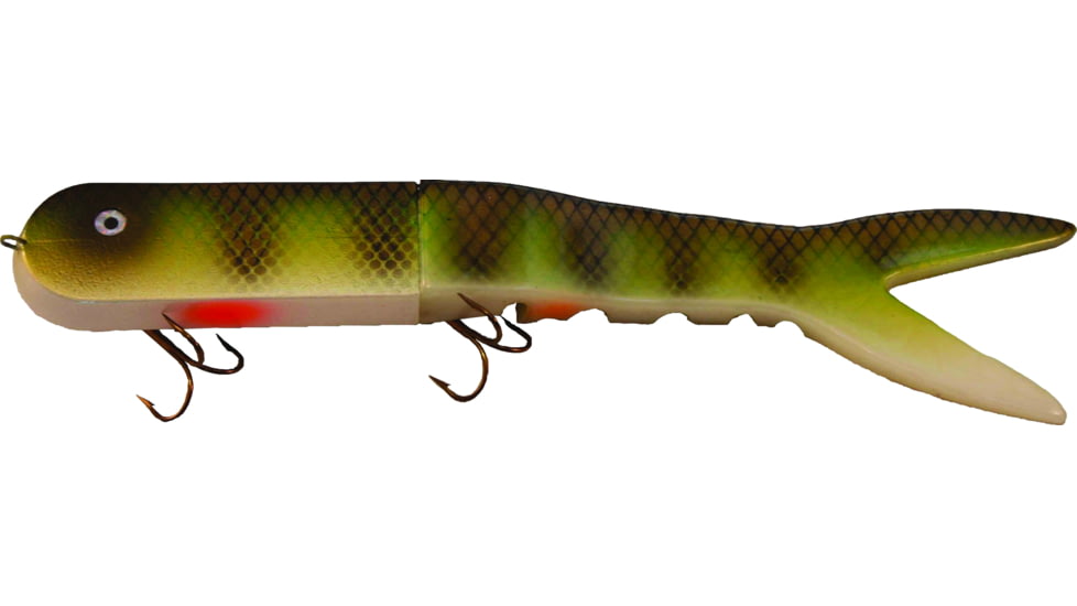 Musky Innovations Dyin Dawg 13in, 6 oz, 2 6/0 Hooks, UV Natural Perch, Suspending, 5005
