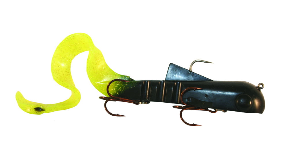Musky Innovations Regular Bull Dawg, 9in, 3 oz, 2 3/0 Hooks Standard Black Chartreuse, 10204