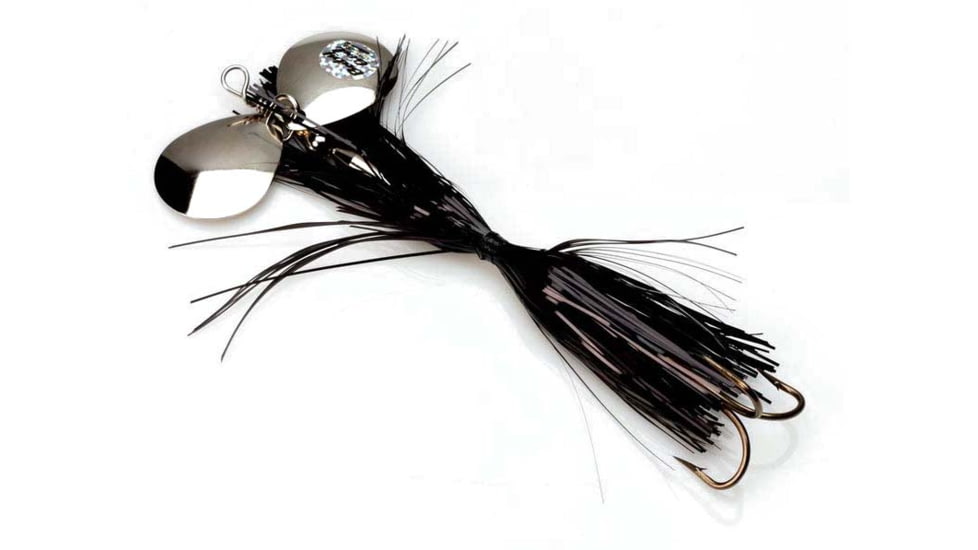 Musky Mayhem Baby Girl Musky Spinner, 2 #6 Blades, 4/0 Hook, Black Nickel, 1.8oz, BG001