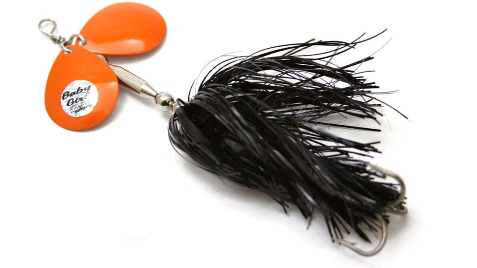 Musky Mayhem Baby Girl Musky Spinner, 2 #6 Blades, 4/0 Hook, Black Orange, 1.8oz, BG024