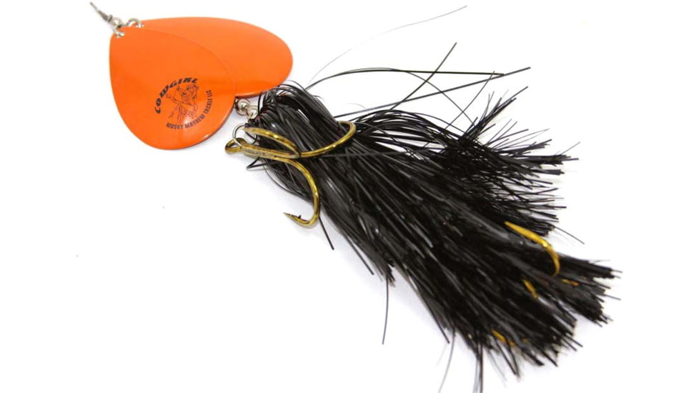 Musky Mayhem Double Cowgirl Musky Spinner, 7/0 Hooks, Black Orange, 10in, 2.8oz, DC024