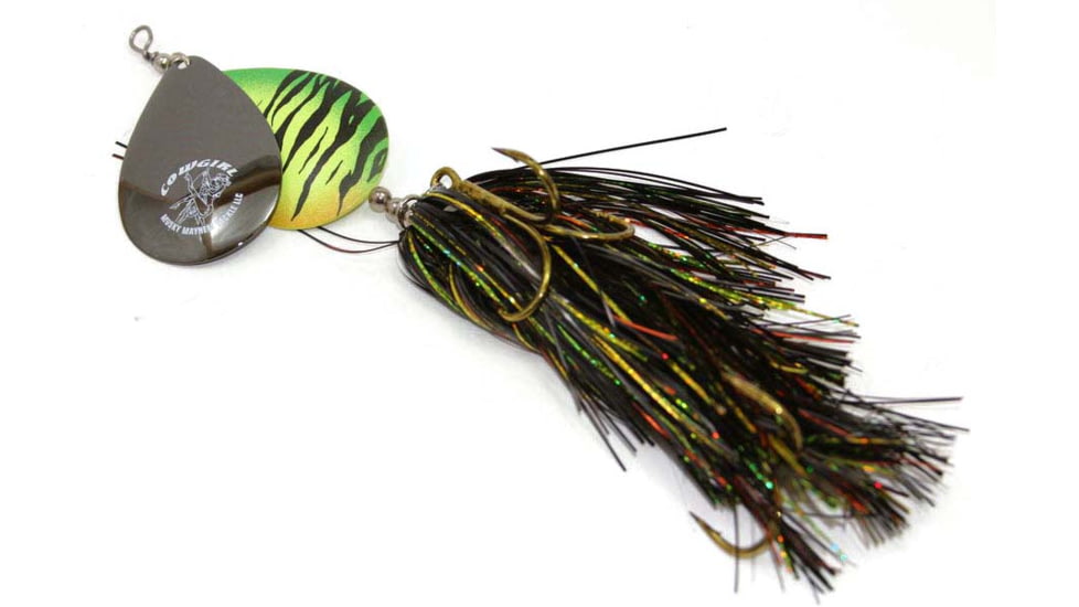 Musky Mayhem Double Cowgirl Musky Spinner, 7/0 Hooks, Blackfire, 10in, 2.8oz, DC056