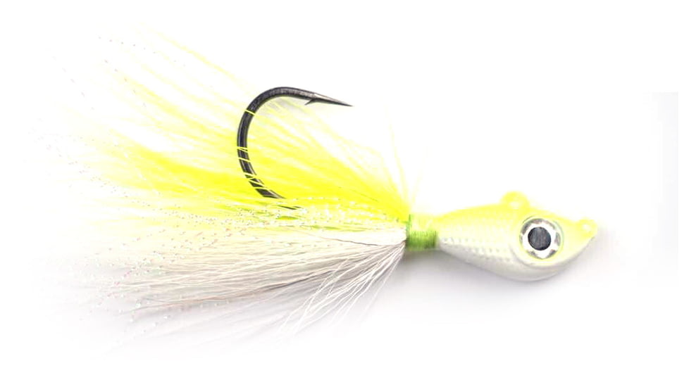 Mustad Big Eye Bucktail 1/2oz Chartreuse/ White, BEB-1/2-WCH