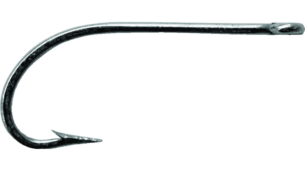Mustad Classic O'Shaughnessy Hook, Forged, Ringed Eye, Black Nickel, Size 1/0, 8 per Pack, 3407-BN-1/0-8