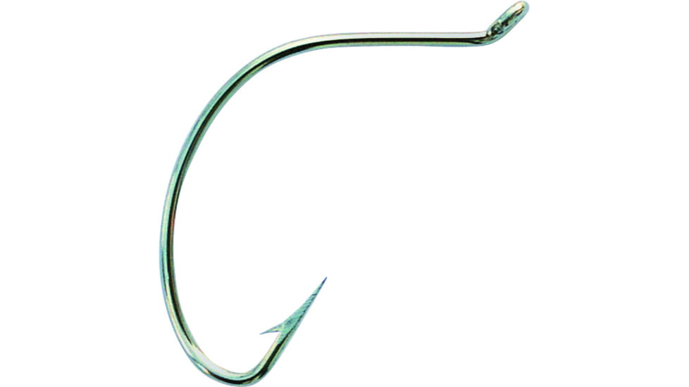 Mustad Classic Wide Gap Hook, Hollow/Slightly Reversed Point, Offset, Up Eye, Stainless Steel, Size 5/0, 37160S-5/0-27