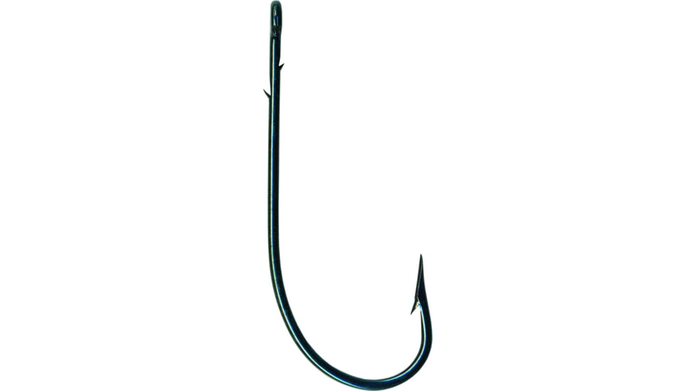 Mustad Classic Worm Hook, Knife Edge Point, 2 Sliced Shank, Sproat Bend, Ringed Eye, Blue, Size 1/0, 8 per Pack, 33637-BU-1/0-8