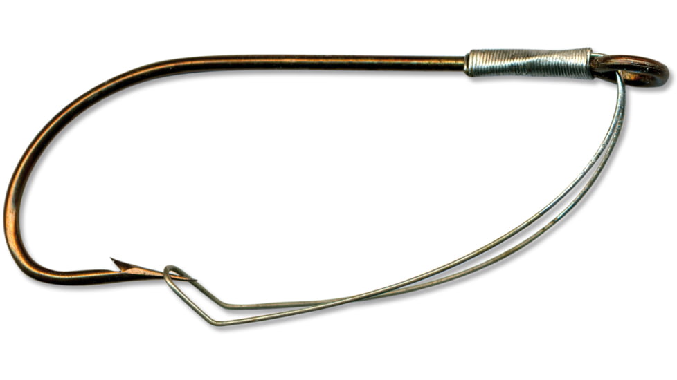 Mustad Classic Worm Hook, Weedless/Sproat Bend Ringed Eye, Bronze, Size 2, 3 per Pack, W3369A-2-3