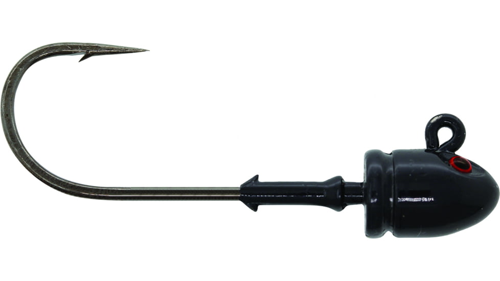 Mustad Elite Bullet Head Jighead, 1/2 oz, 4/0 Hook, 3D Eyes, Black, 3/Pack, BUH824-1/2-BL-3