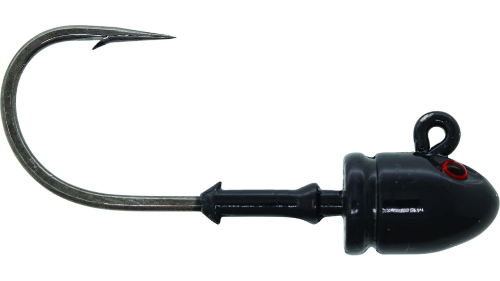 Mustad Elite Bullet Head Jighead, 1 oz, 6/0 Hook, 3D Eyes, Black, 2/Pack, BUH824-1-BL-2