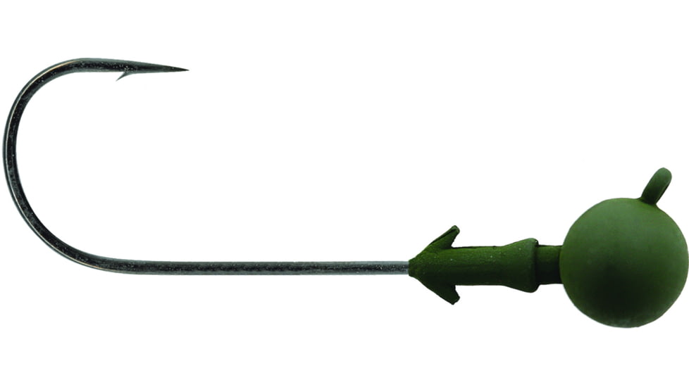 Mustad Elite FootBall Head Jighead, 2/0 Hook, Matte Olive Green, 1/4oz, 3/per Pack, FH898-1/4-MOGR-3