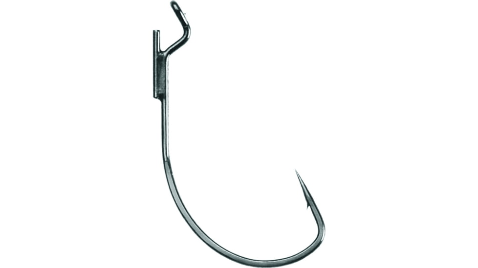 Mustad Ultrapoint Grip-Pin KVD WormHook, Needle Point, Extra Wide Gap, Ringed Eye, Black Nickel, Size 4/0, 5 per Pack, 38101NP-BN-4/0-5U