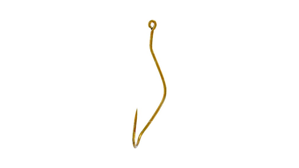 Mustad Ultrapoint Slow Death Hook, Opti Angle Needle Point, Kinked Shank, Aberdeen, Ringed Eye, 24Kt Gold, Size 1, 10 per Pack, 33862NP-GL-1-10U