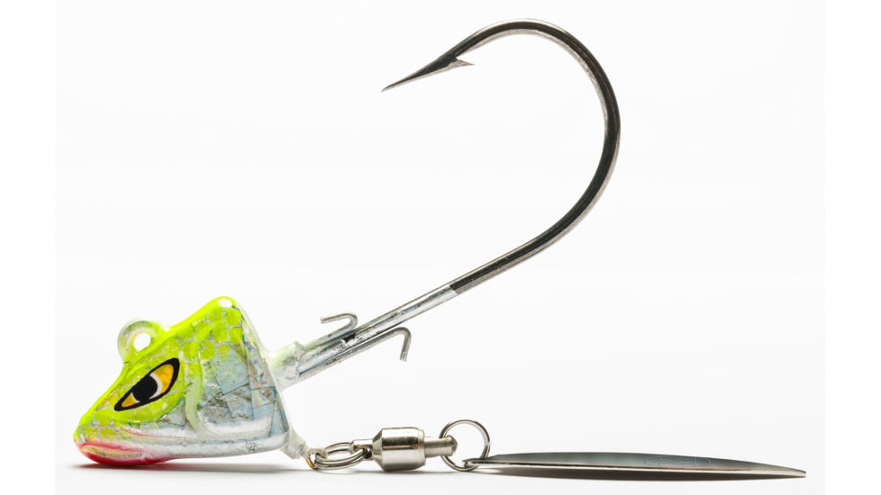 Mustad Underspin Shad, Chartreuse / White, 3/4oz, USJ786-34-CHW-1