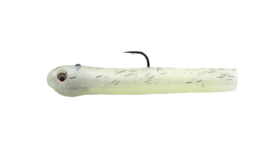 Mutiny Baits Deep Blue Series Tube Pre-Rigged Tube, 2, 3 1/2in, Glow Beard-Black Pearl, 331-MB444