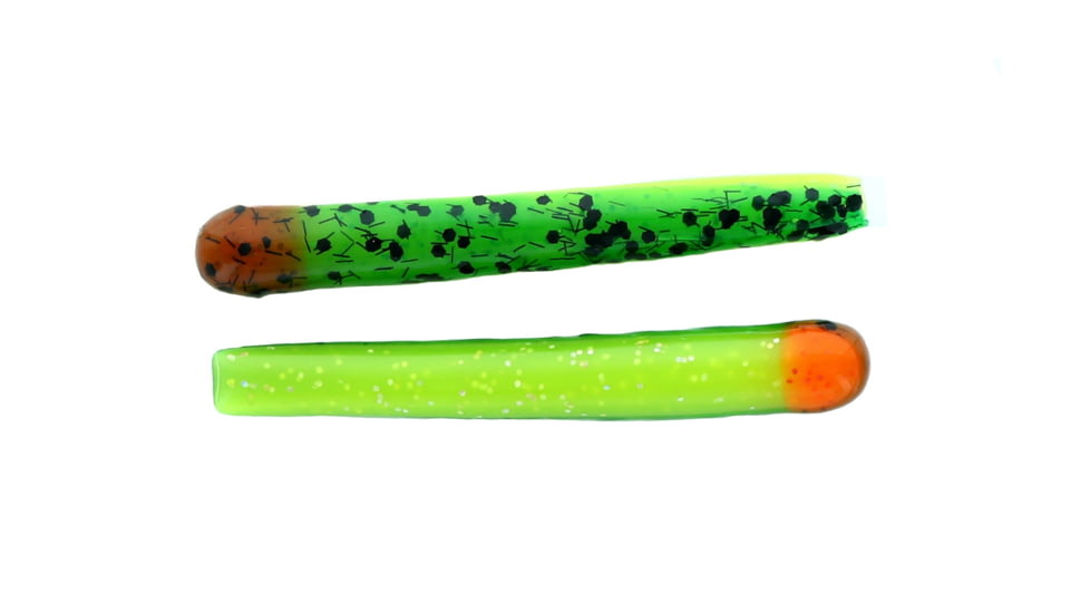 Mutiny Baits 4 1/2in Deep Blue Series Tube, 25pk., Fire Tiger,back-lime gr. w/blk fl., chart. holo. Belly, 340-MB452-25