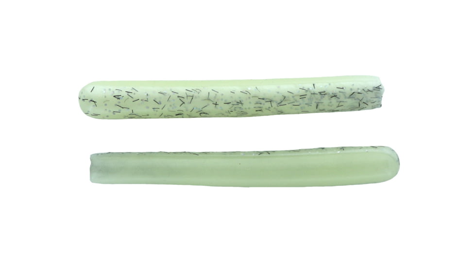 Mutiny Baits Deep Blue Series Tube, 5 1/2in, 5pk., Glow Beard, back-pearl w/holo glitter and blk sticks/belly- glow, 350-MB444