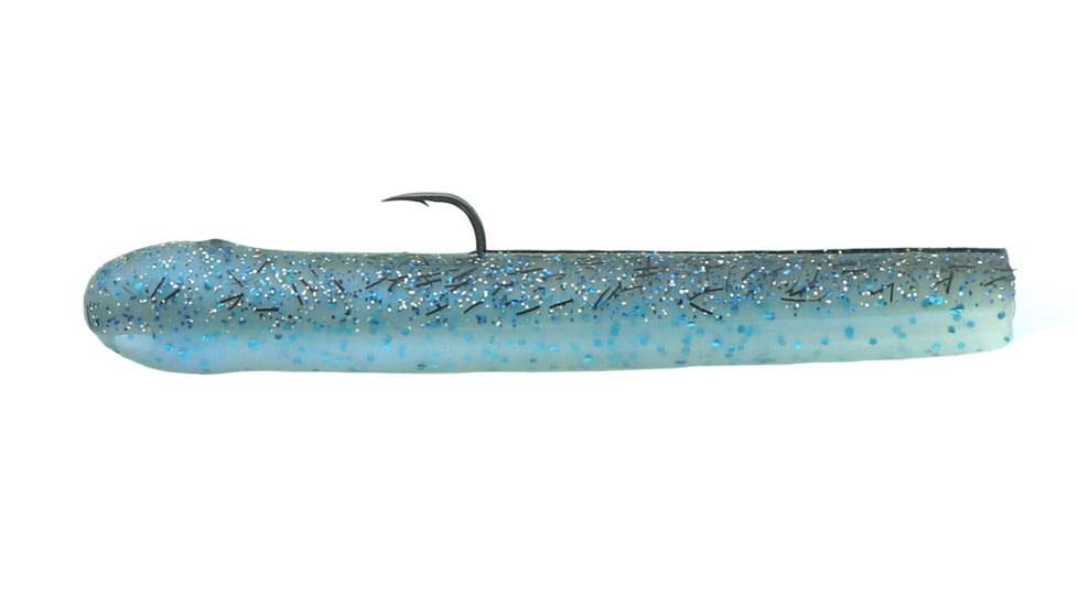 Mutiny Baits Deep Blue Series Tube Pre-Rigged Tube, 2, 0.5in, Booty, back-smoke w/blue, gold blk/belly-blue pearl saph flk, 341-MB441