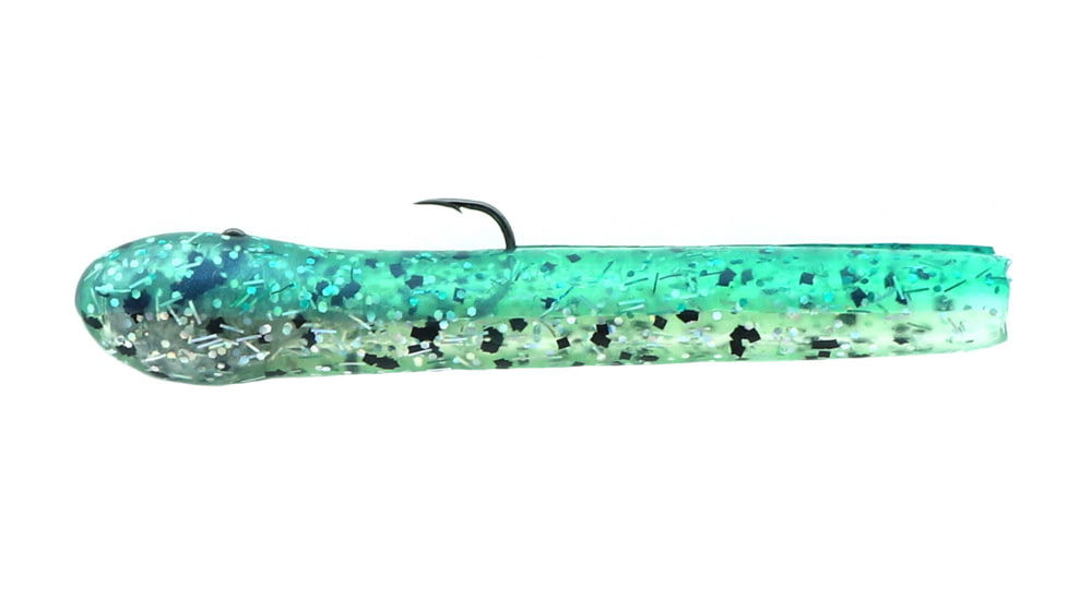 Mutiny Baits Deep Blue Series Tube Pre-Rigged, 4 1/2in,5/8 oz.,2pk.,Emerald, back-mint grn. w/emld flk&amp;stks/belly-clear w/holo stks, 342-MB449