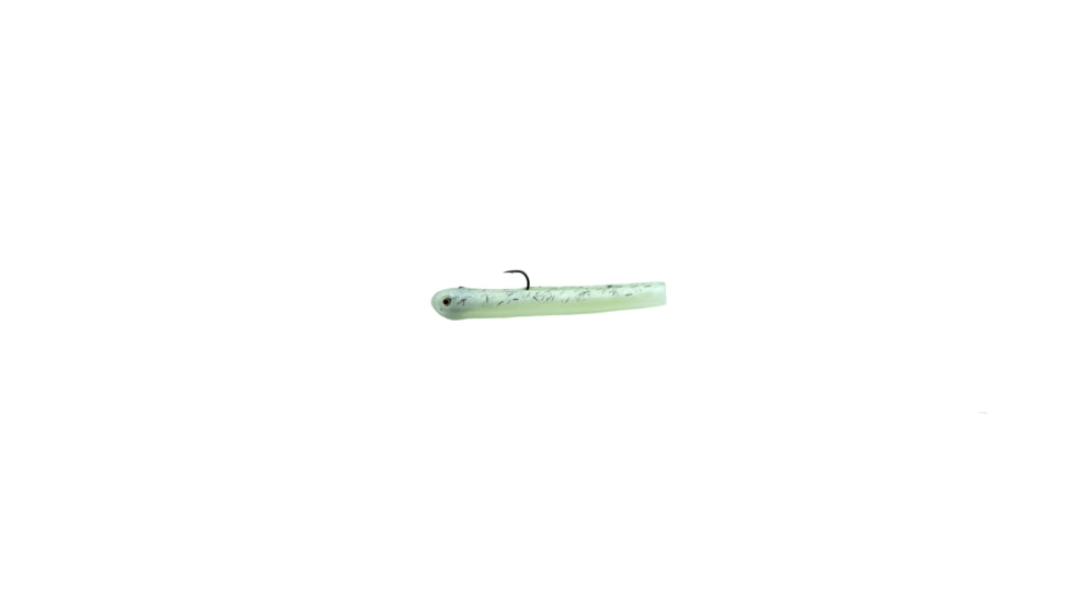 Mutiny Baits Deep Blue Series Tube Pre-Rigged Tube, 2, 5 1/2in, Glow Beard-Black Pearl, 351-MB444