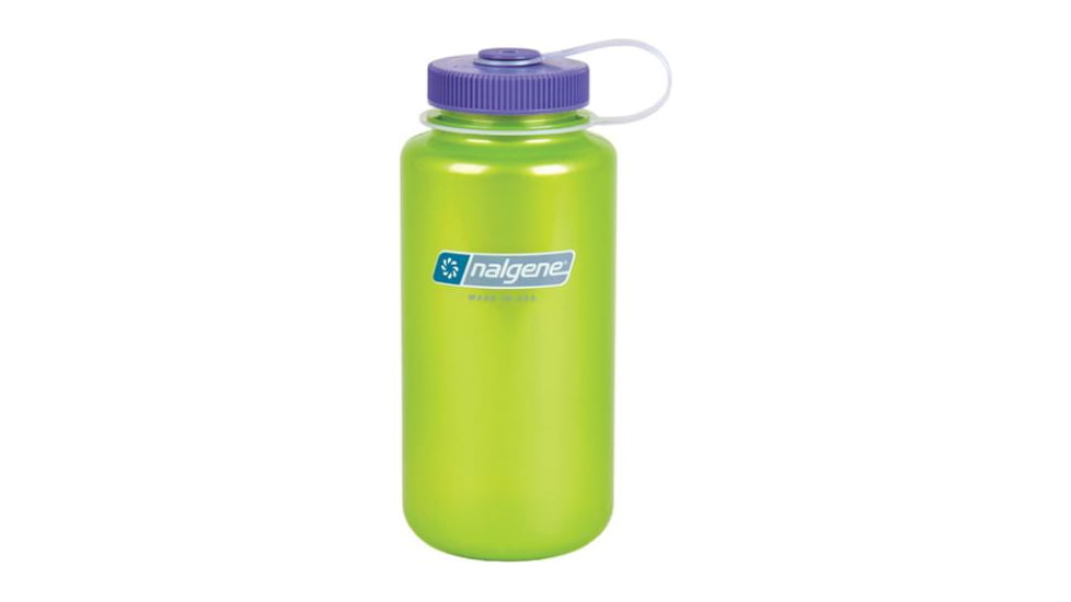 Nalgene 32oz Wide Mouth Bottle, Key Lime with Purple, 341837