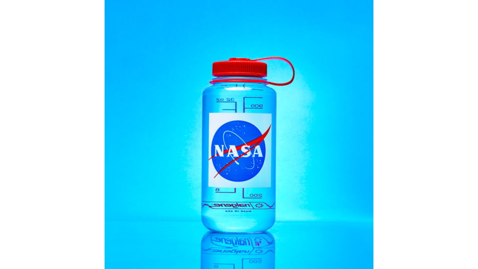 Nalgene Wide Mouth 1 Quart Water Bottle, 32 oz, NASA Globe W/ Red Cap, 682020-0051