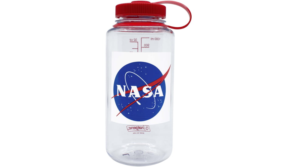 Nalgene Wide Mouth 1 Quart Water Bottle, 32 oz, NASA Globe W/ Red Cap, 682020-0051