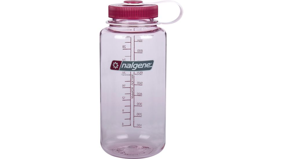 Nalgene 32oz Wide Mouth Bottle, Clear Pink w/Pink Lid, 341824