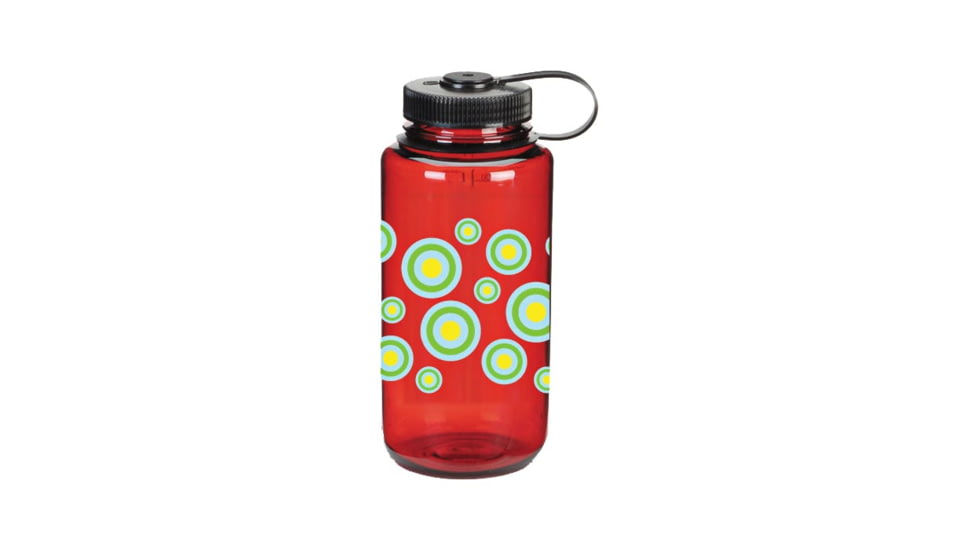 Nalgene 32oz Wide Mouth Bottle, Lollipop Red Circles, 570089