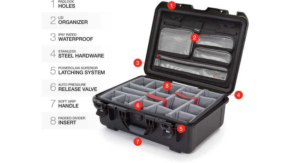 Nanuk 940 Case with Lid Organizer and Divider, Black, 940S-060BK-0A0