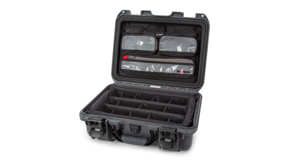 Nanuk 920 Pro Photo Camera Case Kit w/Lid Organizer / Padded Divider, Graphite, Medium, 920S-060GP-0A0