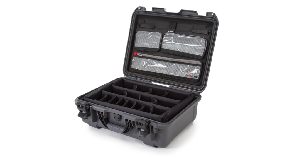 Nanuk Case 930 w/lid org. w/divider, Graphite, Large, 930S-060GP-0A0